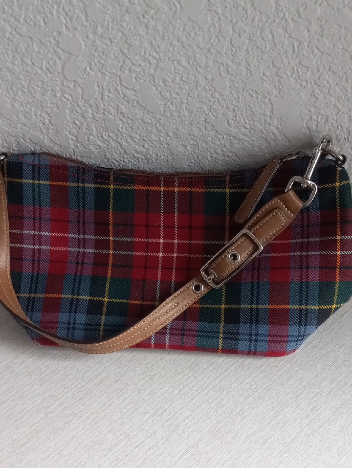 Vintage Coach 2000s Hampton Demi Shoulder Bag Y2k Wool Tartan Plaid H3j-9361